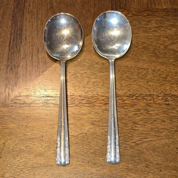 Sterling Silver Alvin Chapel Bells Soup Spoons Vintage Set Of 2 6.25" 69g HS110 - Picture 2 of 7